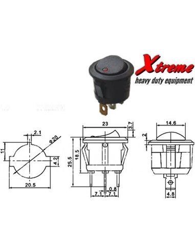Okroglo stikalo z LED rdečo 12V