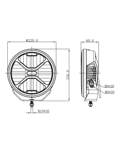 Daljinka LED ø220x80mm 120W 10-32V z belo pozicijo