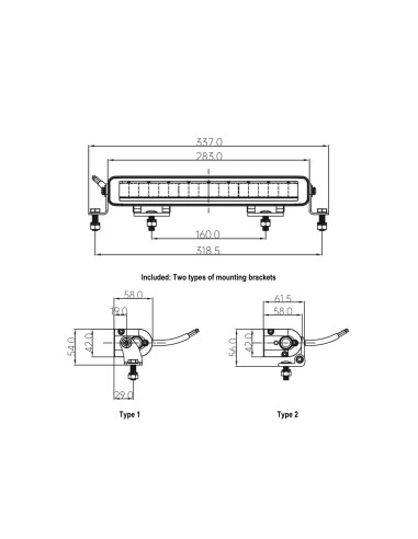 Daljinka LED - LIGHT BAR 283x42mm 45W z belo...