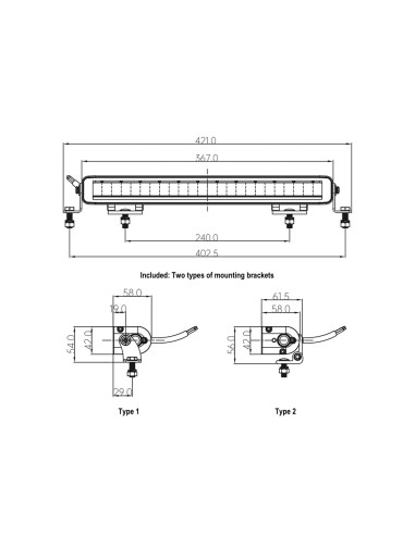 Daljinka LED - LIGHT BAR 367x42mm 60W z belo...