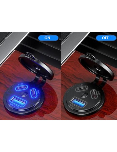 Vgradna vtičnica 2xUSB PD + 1xUSB QC