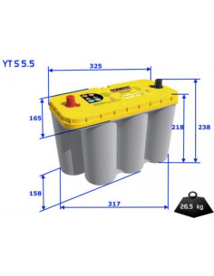 Akumulator Optima AGM Yellow Top YTS-5.5 - 12V 75Ah 2