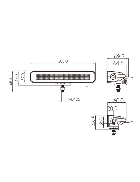 Daljinski žaromet LED – LIGHT BAR – 1 par 206x37mm 40W
