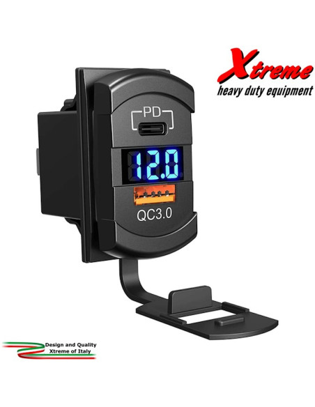 Dvojna vgradna vtičnica USB C PD + USB QC 3.0 + voltmeter