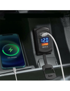 Dvojna vgradna vtičnica USB C PD + USB QC 3.0 + voltmeter 2