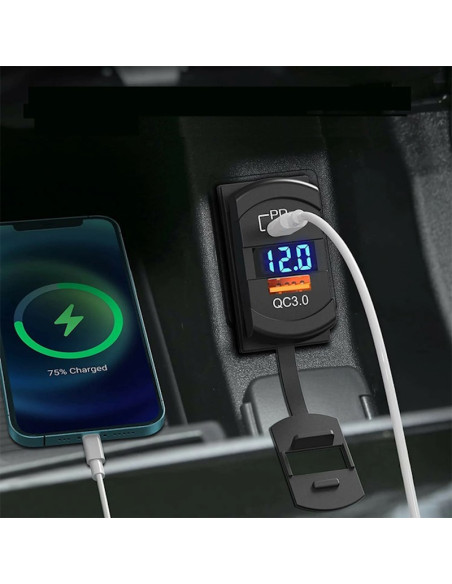 Dvojna vgradna vtičnica USB C PD + USB QC 3.0 + voltmeter