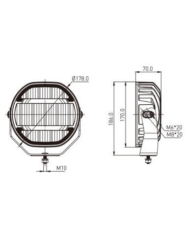 Daljinka LED ø178x70mm 90W 10-32V z belo pozicijo