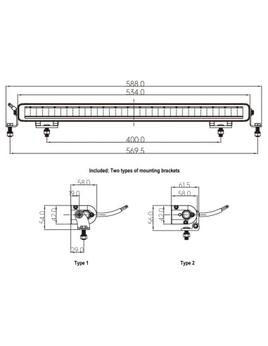 Daljinka LED – LIGHT BAR 534x42mm 90W z belo...