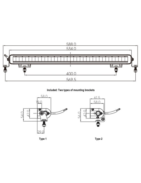 Daljinka LED – LIGHT BAR 534x42mm 90W z belo pozicijo